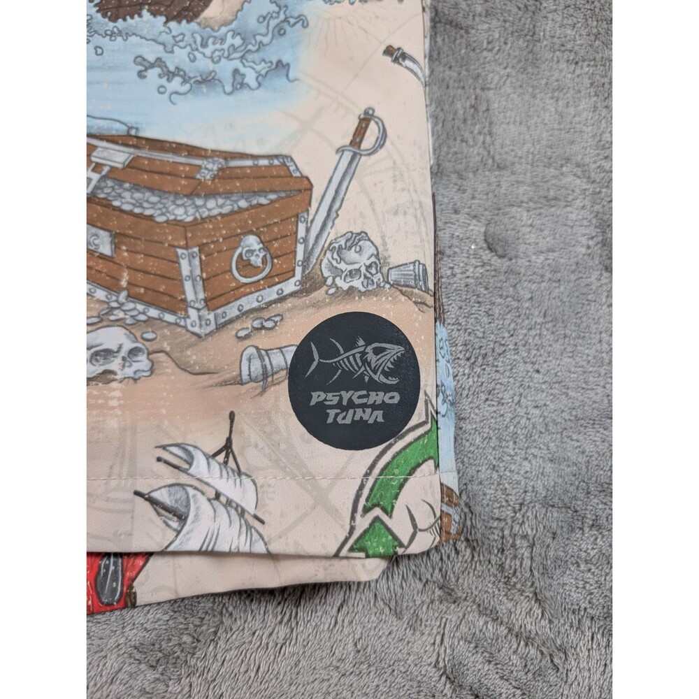 Psycho Tuna Board Shorts Mens XXL Skull Parrot Pirate Swim Trunks Drawstring - Picture 5 of 10